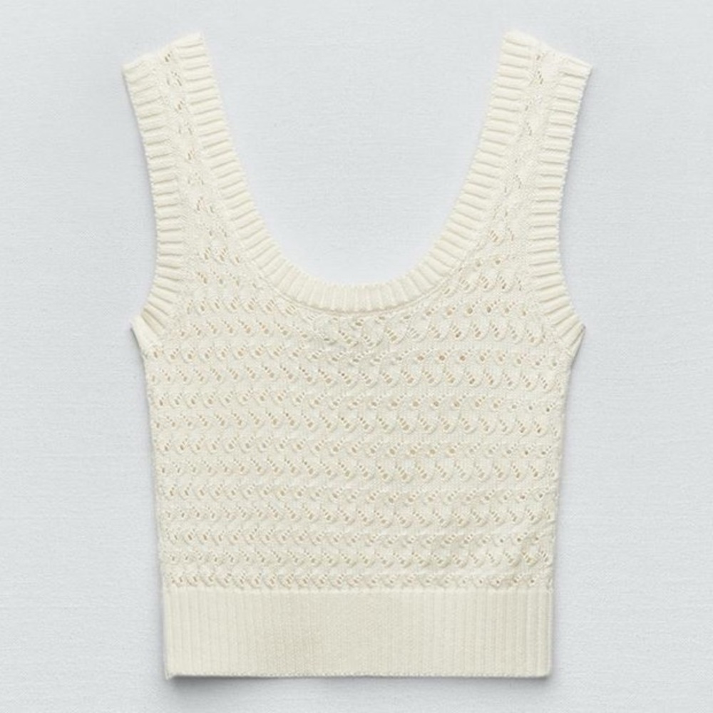 Zara Pointelle Knit Tank Top
